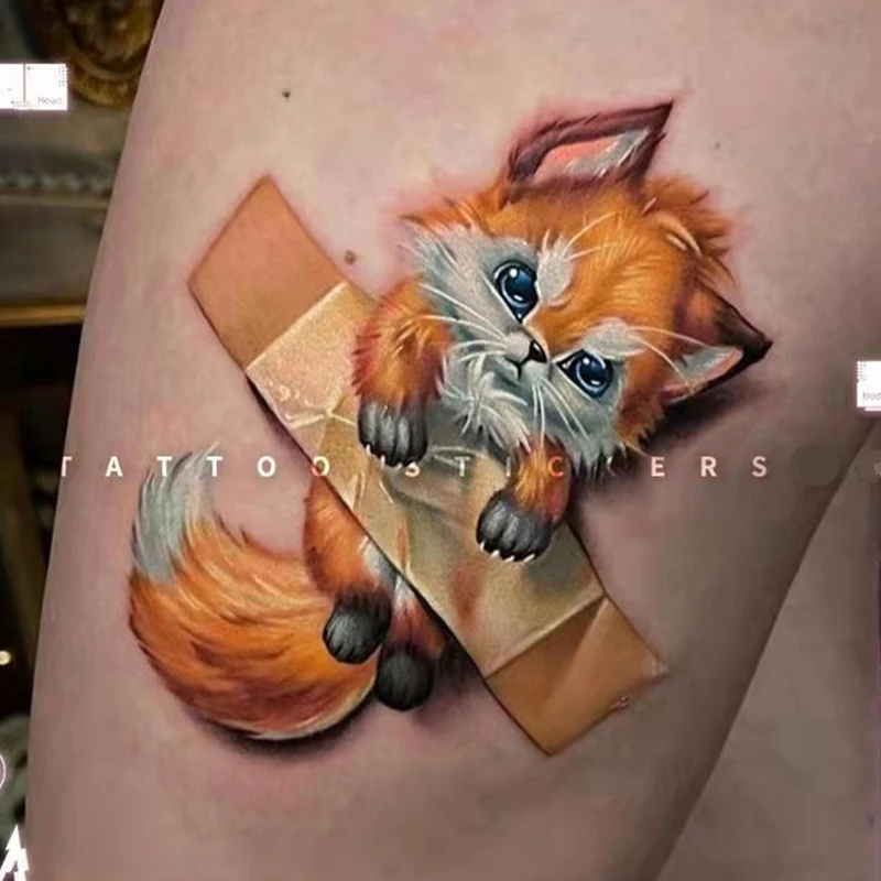

Sdotter Cartoon Fox Waterproof Temporary Tattoo Stickers for Men Women Cute Pets Small Fresh Art Fake Tattoos Animal Childlike T