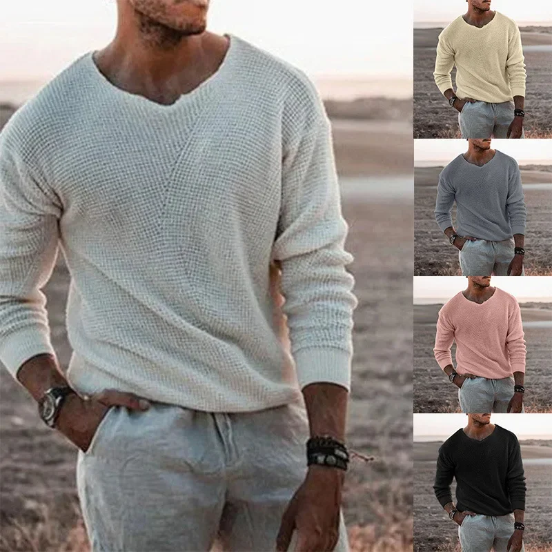 Fashion Men Sweater Sweater Casual Loose Sweater V-neck Long-sleeved Pullover Plus Size Men Wear
Fashion Men Sweater Sweater Casual Loose Sweater V-neck Long-sleeved Pullover Plus Size Men Wear