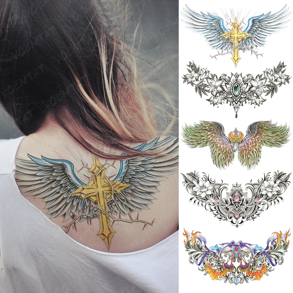 Chest Tattoo Stickers Color Cross Wings Thorns Waterproof Temporary Fake Tatoo Large Waist Shoulder Sexy Body Art For Men Women
Chest Tattoo Stickers Color Cross Wings Thorns Waterproof Temporary Fake Tatoo Large Waist Shoulder Sexy Body Art For Men Women