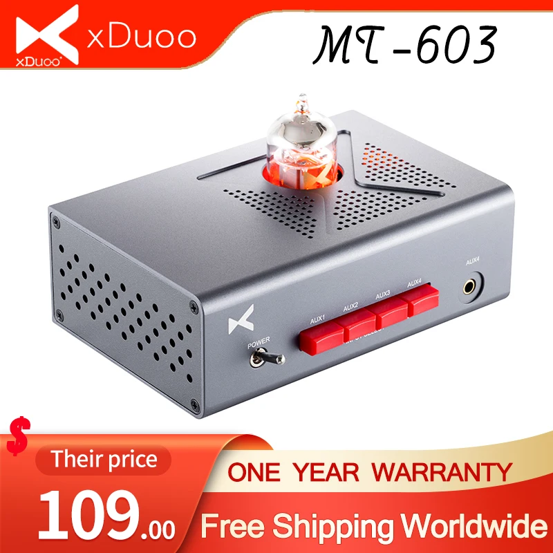 

XDUOO MT-603 Multiple Pre-Amp 4 Audio Lnput, One Audio Output 12AU7 Tube Amplifier MT603