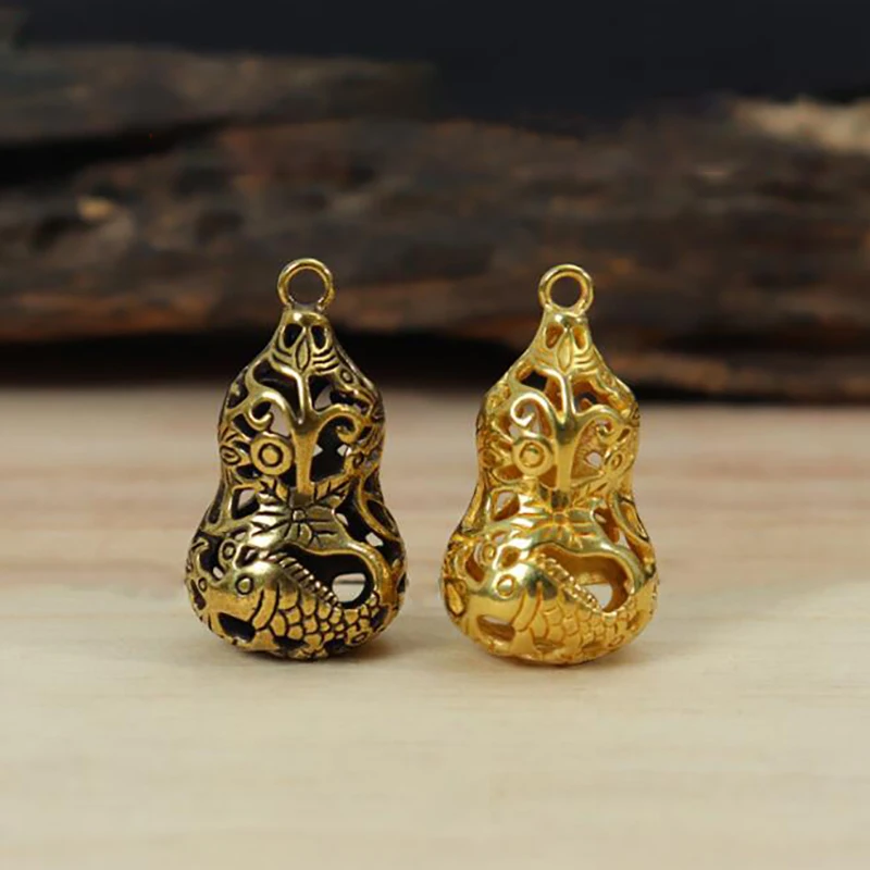 

Креативная Ретро латунная мини-тыква Золотая рыбка Китайская традиционная цепочка для ключей подвеска на удачу украшение для дома и Стола ...
