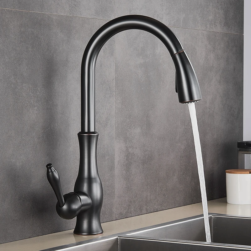 

Vidric Blackend Kitchen Faucets Pull Out Spray Kitchen Mixer Tap Single Handle Mixer Tap 360 Rotation Kitchen Water Crane Tap