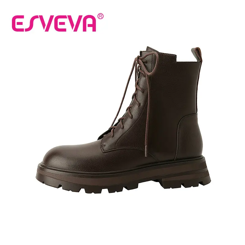 ESVEVA 2023 Lace Up Fashion Cow Leather Zipper Ankle Boots Simple And Fashion Style All Match Neutral Punk Shoes Size 34-39
ESVEVA 2023 Lace Up Fashion Cow Leather Zipper Ankle Boots Simple And Fashion Style All Match Neutral Punk Shoes Size 34-39