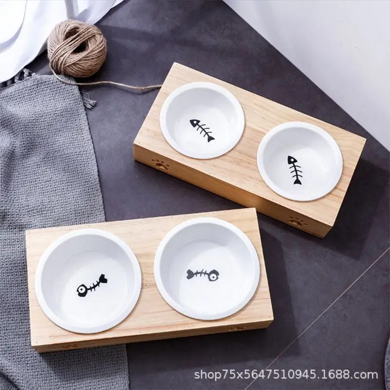 Pet Dog Bowl Ceramic Bowl Bamboo Wooden Table A Kitten Skid Resistant Double Bowl Stainless Steel Small Cat Food Bowl
Pet Dog Bowl Ceramic Bowl Bamboo Wooden Table A Kitten Skid Resistant Double Bowl Stainless Steel Small Cat Food Bowl