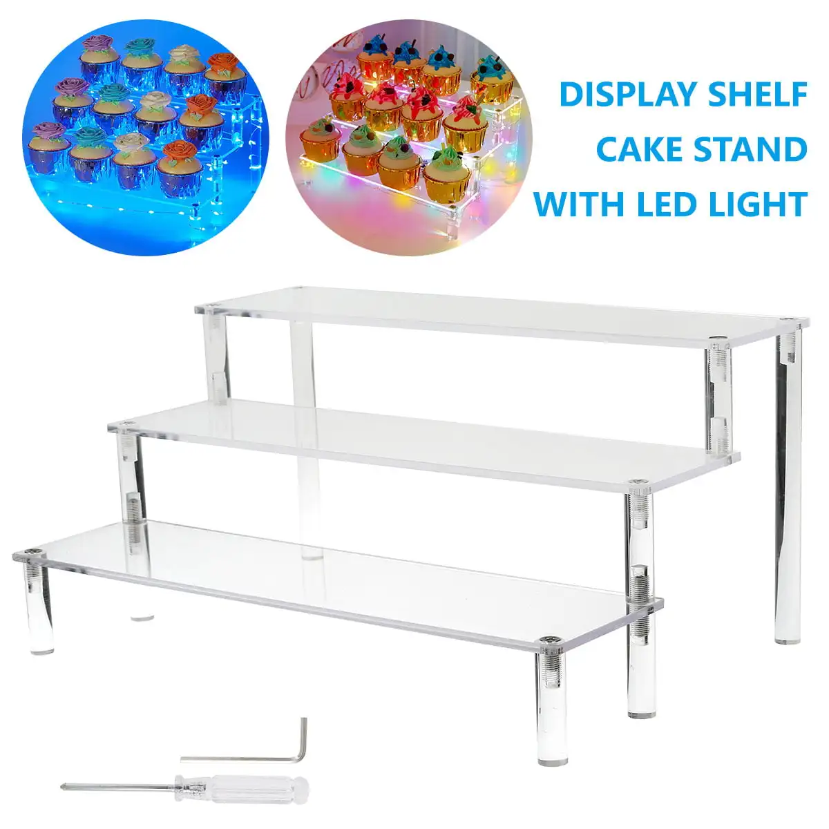 Cupcake Stand 3 Tiers Cake Display Stand with LED Light String Acrylic Cupcake Display Shelf Transparent Dessert Tower Table Top
Cupcake Stand 3 Tiers Cake Display Stand with LED Light String Acrylic Cupcake Display Shelf Transparent Dessert Tower Table Top