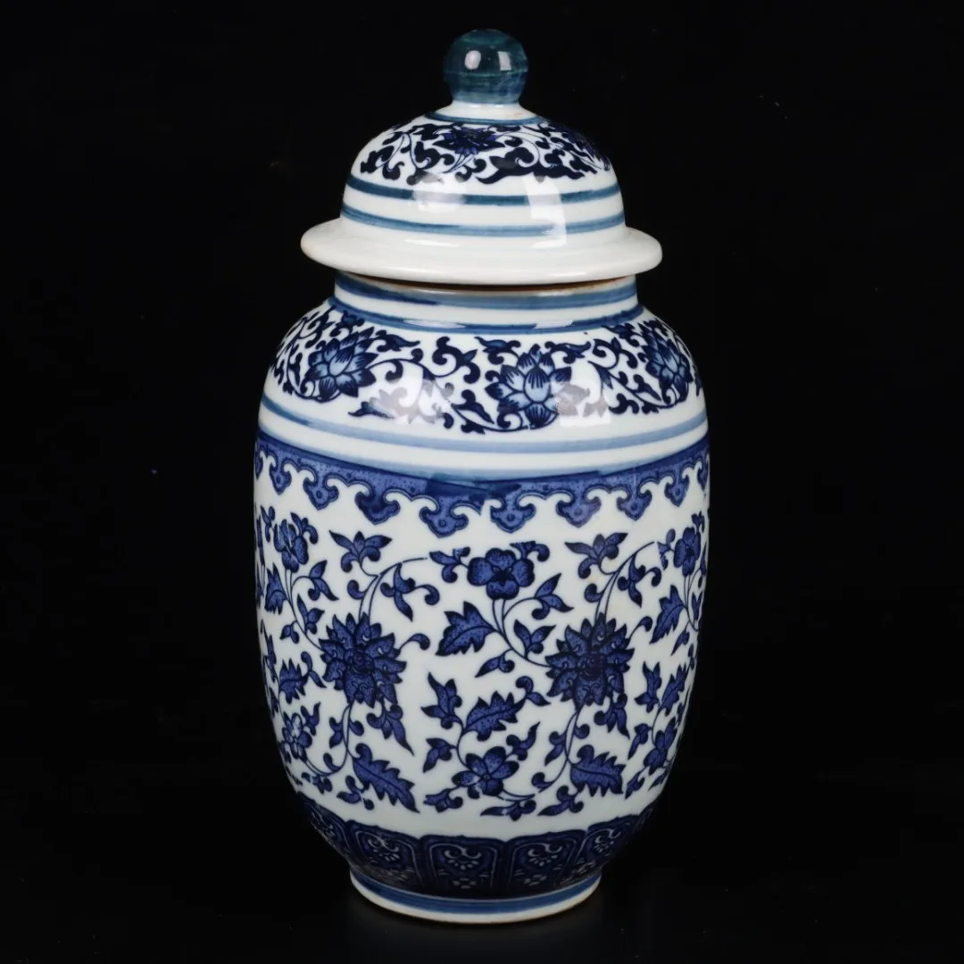 Jingdezhen Blue and White Entangled Branches Lotus Pattern General Pot Antique Porcelain Home Decoration Ornaments
Jingdezhen Blue and White Entangled Branches Lotus Pattern General Pot Antique Porcelain Home Decoration Ornaments
