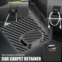 10pcs Car Carpet Holder Floor Mat Fixing Clip Flexible PVC Carbon Fiber Self-Adheisve Foot Pad Holder Retainer for Car Truck SUV