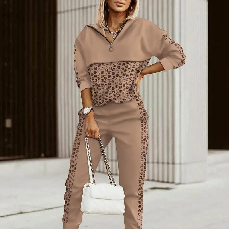 LKF New Women's Trousers Top Suit Ladies Elegant Casual Stitching V-Neck Pullover Half Zip Top + Trousers Sports 2 Piece Set
LKF New Women's Trousers Top Suit Ladies Elegant Casual Stitching V-Neck Pullover Half Zip Top + Trousers Sports 2 Piece Set