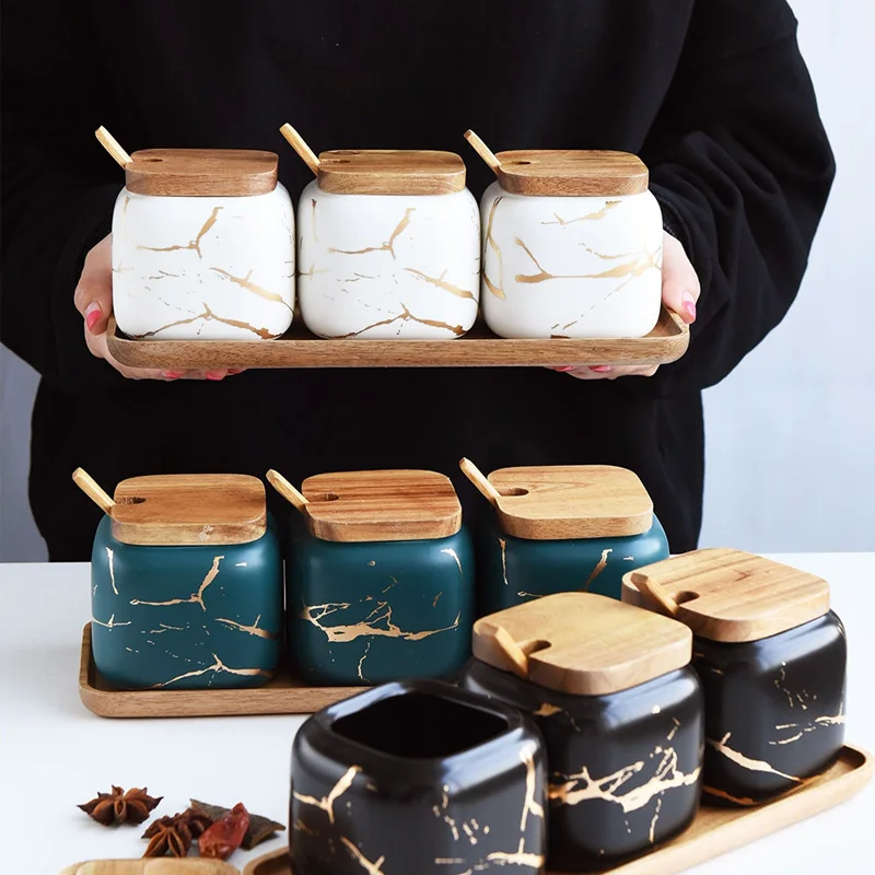 Creative Nordic Style Marble Pattern Ceramic Kitchen Seasoning Tank Set Wooden Cover Salt Shaker Spice Jar Kitchen Accessories
Creative Nordic Style Marble Pattern Ceramic Kitchen Seasoning Tank Set Wooden Cover Salt Shaker Spice Jar Kitchen Accessories