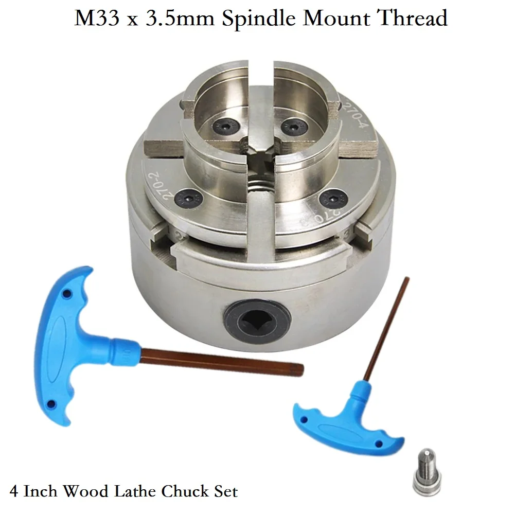4 Jaw Lathe Chuck M33 Thread Scroll Chuck Self Centering Lathe Chuck M3/H8 Wrench 100mm Woodworking Machine Tools Accessories
4 Jaw Lathe Chuck M33 Thread Scroll Chuck Self Centering Lathe Chuck M3/H8 Wrench 100mm Woodworking Machine Tools Accessories