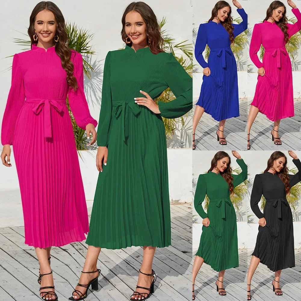 Autumn And Winter New Slim Fit Style Dress With Stand Up Neck Bubble Sleeves Pleated Skirt European American Women's Clothing
Autumn And Winter New Slim Fit Style Dress With Stand Up Neck Bubble Sleeves Pleated Skirt European American Women's Clothing