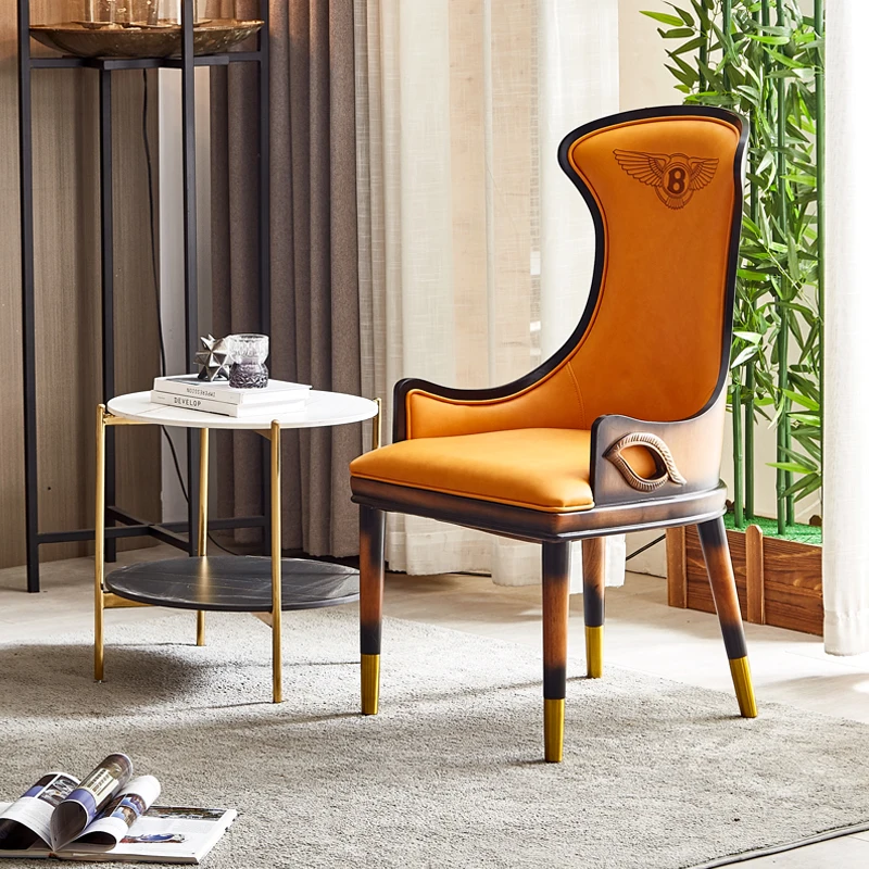 Light luxury leather dining chair solid wood with armrests high-end villa model room negotiation soft bag desk creative back cha
Light luxury leather dining chair solid wood with armrests high-end villa model room negotiation soft bag desk creative back cha
