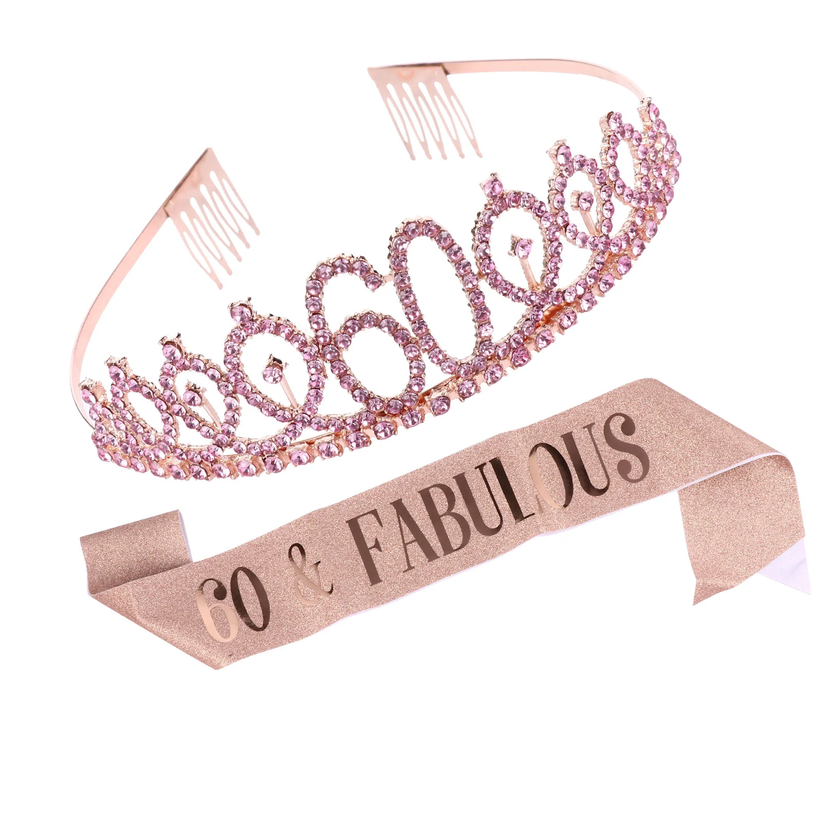 

2pcs/Set Birthday Party Crown Sash 21 40 Crystal Crown Tiara Printing Etiquette Belt Decoration Suit Party Supplies