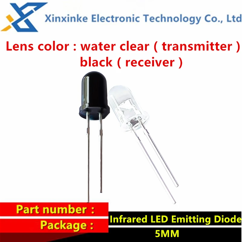

10Set 5MM F5 Round LED Infrared Pair Tube IR Infrared LED Diodes Lamp Transmitting Receiving Tube IR Light Emitting Diode