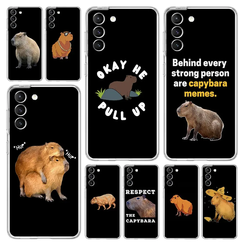 

Cute Cartoon Capybara Phone Case For Samsung Galaxy S23 Ultra S22 5G S20 S21 FE 5G S10E S9 S8 S10 Plus Soft Silicone Clear Cover