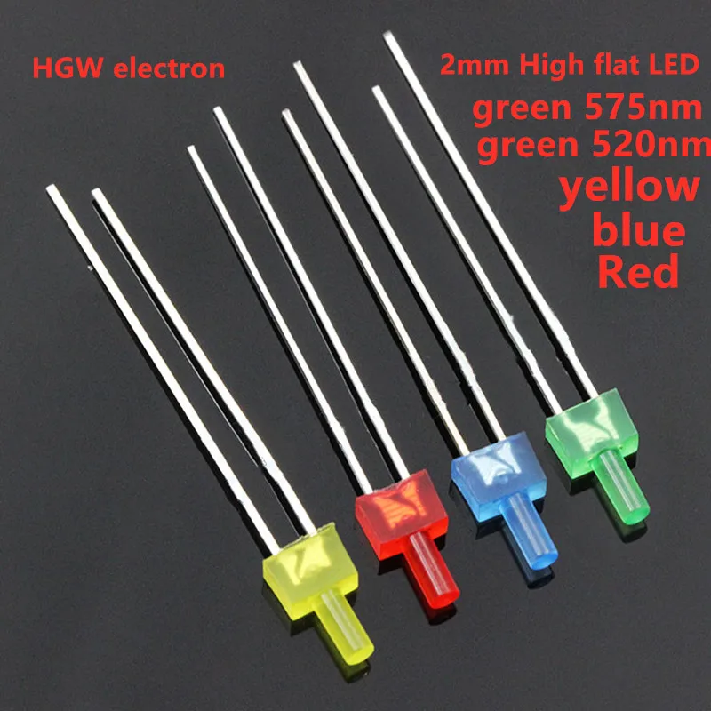 100pcs Multicolor 2mm Flat Top Led Diffused Red Yellow Blue Green LED Light F2 High flat Long legs Light-emitting diodes (leds)
100pcs Multicolor 2mm Flat Top Led Diffused Red Yellow Blue Green LED Light F2 High flat Long legs Light-emitting diodes (leds)