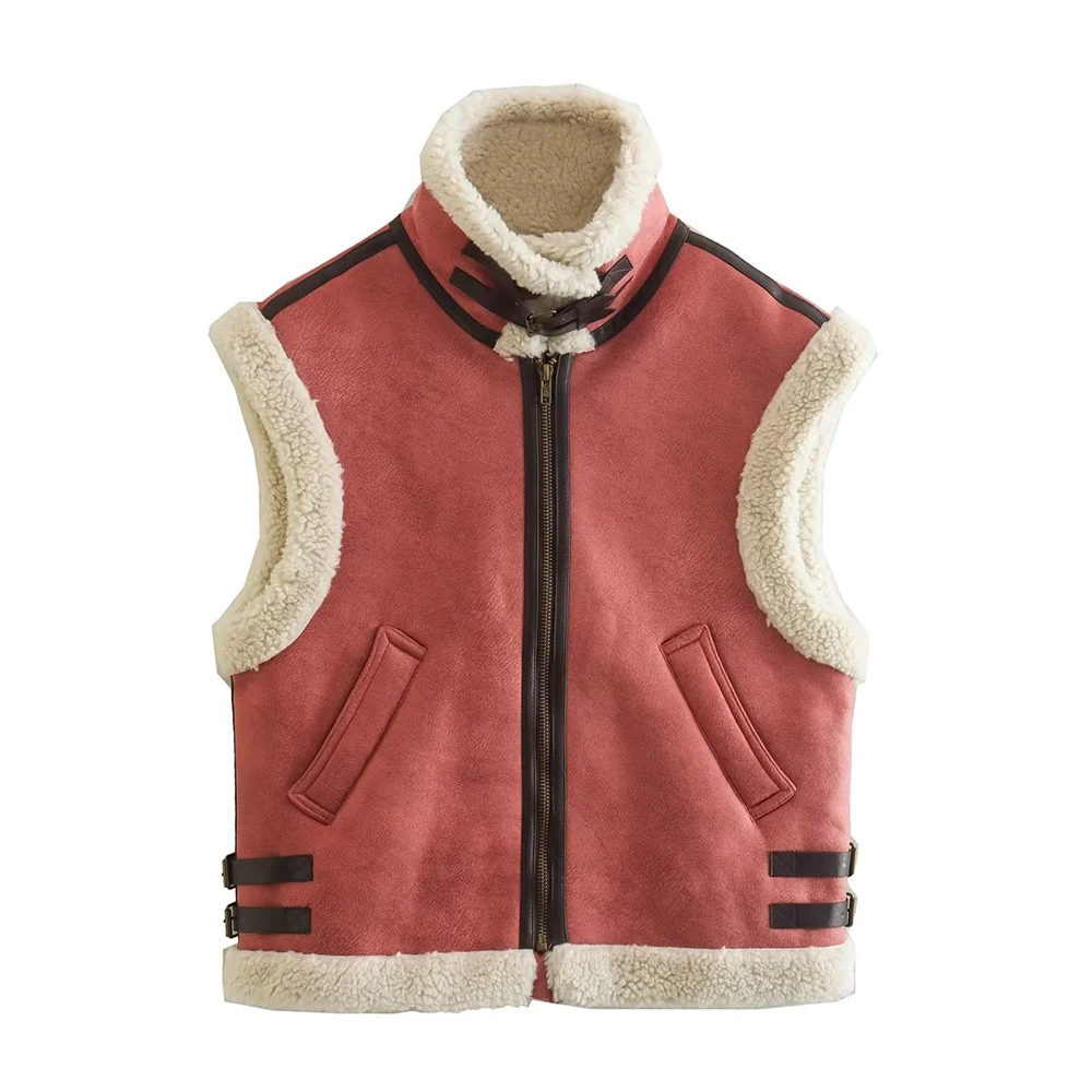 PB&ZA Women's 2022 New Fashion Lambswool Imitation Leather Vest Coat Vintage Sleeveless Pockets Female Waistcoat Warm Chic Tops
PB&ZA Women's 2022 New Fashion Lambswool Imitation Leather Vest Coat Vintage Sleeveless Pockets Female Waistcoat Warm Chic Tops