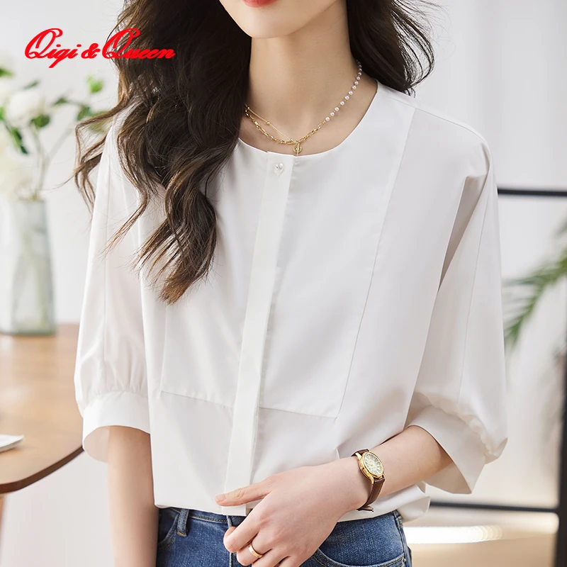 Qiqi&queen Korean Casual Shirt Loose Tops O-Neck White Blusas 2023 Summer Women's Elegant OL Work Wear Shirts Chiffon Blouses
Qiqi&queen Korean Casual Shirt Loose Tops O-Neck White Blusas 2023 Summer Women's Elegant OL Work Wear Shirts Chiffon Blouses
