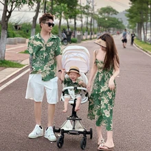 Vacation Look Family Clothing Mom and Daughter Resort One Piece Dress Daddy and Me Father Son Matching Shirts Couple Look Beach