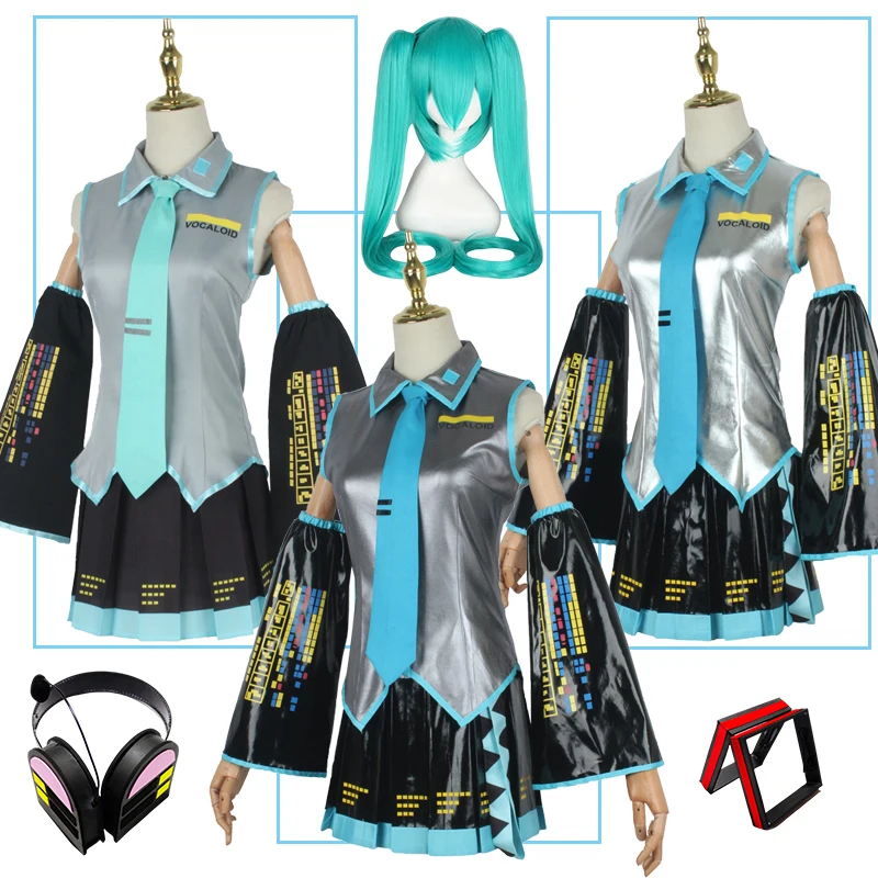 Anime Miku Cosplay Costume Japan Midi Dress Vocaloid Miku Wig Female Outfits Female Halloween Women's Girl's Cloth Costume
Anime Miku Cosplay Costume Japan Midi Dress Vocaloid Miku Wig Female Outfits Female Halloween Women's Girl's Cloth Costume