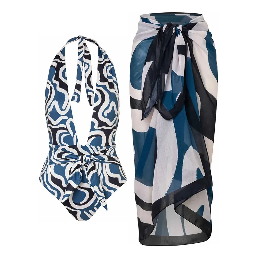 2023 New Deep V Swimswaer Halter Neck Backless Printed One-Piece Swimsuit Set for High Waist Bikini Women Beachwear Cover Up
2023 New Deep V Swimswaer Halter Neck Backless Printed One-Piece Swimsuit Set for High Waist Bikini Women Beachwear Cover Up