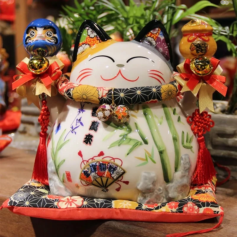 8 inch Japanese Ceramic Lucky Cat Maneki Neko with Daruma Fortune Cat FengShui Crafts Money Box Home Desktop Decoration Gift
8 inch Japanese Ceramic Lucky Cat Maneki Neko with Daruma Fortune Cat FengShui Crafts Money Box Home Desktop Decoration Gift