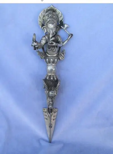 Copper Brass Home Handwork Tibet silver Buddhist Sword,Carved Elephant head /Ritual Dagger statue from tibetan ,Long 13 inch
Copper Brass Home Handwork Tibet silver Buddhist Sword,Carved Elephant head /Ritual Dagger statue from tibetan ,Long 13 inch