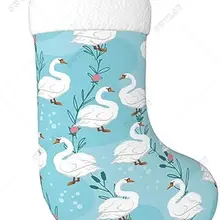Swan Birds and Floral Christmas Stockings,17