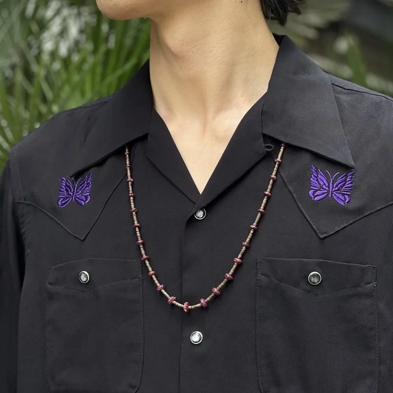 2023 Summer New Needles Short Sleeve Black Shirt Purple Butterfly Embroidery Fashion High Quality Tops Men Women Tees
2023 Summer New Needles Short Sleeve Black Shirt Purple Butterfly Embroidery Fashion High Quality Tops Men Women Tees