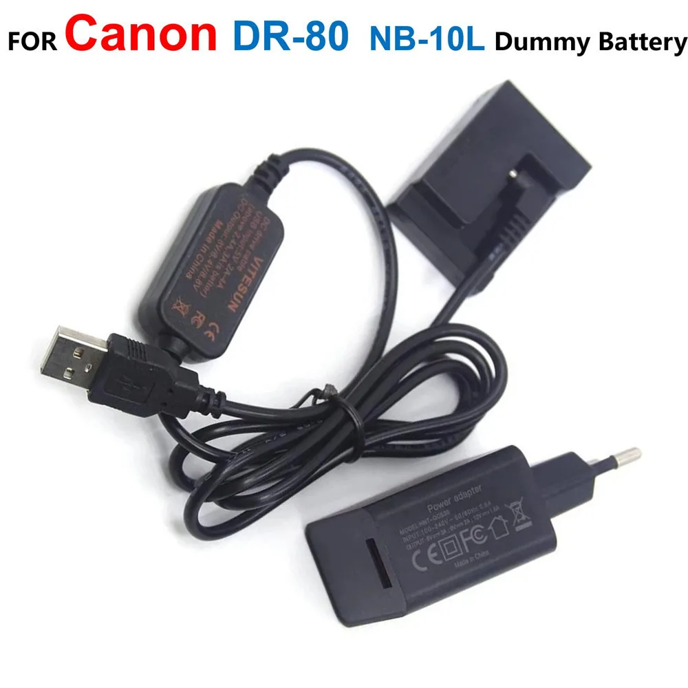 

DR-80 DC Coupler NB-10L Dummy Battery+Power Bank Charge Adapter+USB Cable CA-PS700 For Canon G1 G1X G3X G15 G16 SX40 SX50 SX60