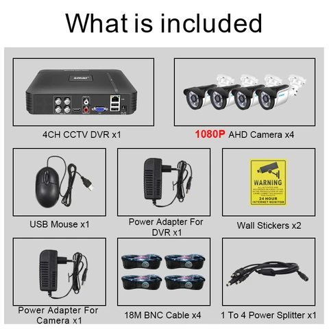 Smar 4-канальная система видеонаблюдения 5 Мп 1080P комплект камеры AHD 5 в 1, система видеонаблюдения, наружная камера безопасности, Электронная сигнализация