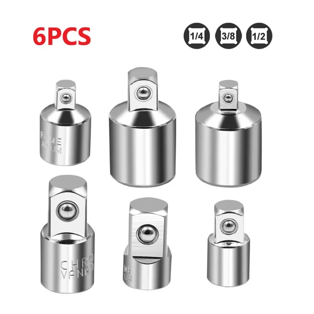 

6pcs Ratchet Wrench Adapter Chrome Vanadium Steel Drive Socket Converter Wrench-Sleeve Joint Converter