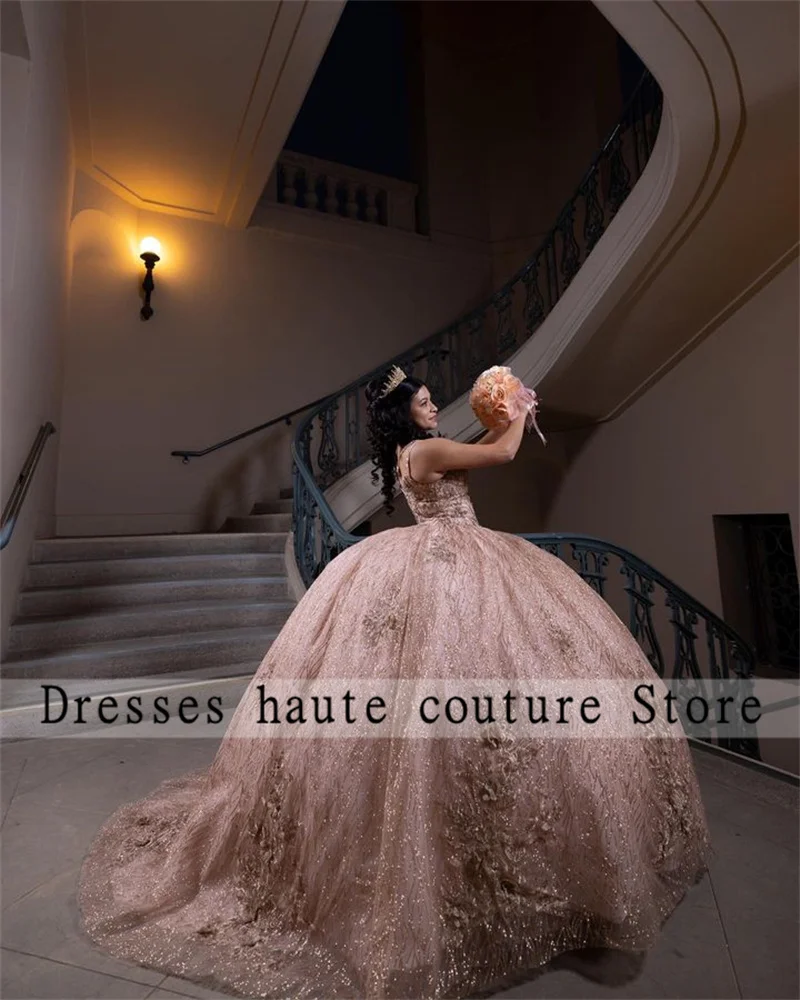 Sparkly Rose Gold Lace Quinceanera Dresses Ball Gown 2024 Beaded Applique Princess Sweet 16 Dress Birthday Party Vestido De 15
Sparkly Rose Gold Lace Quinceanera Dresses Ball Gown 2024 Beaded Applique Princess Sweet 16 Dress Birthday Party Vestido De 15