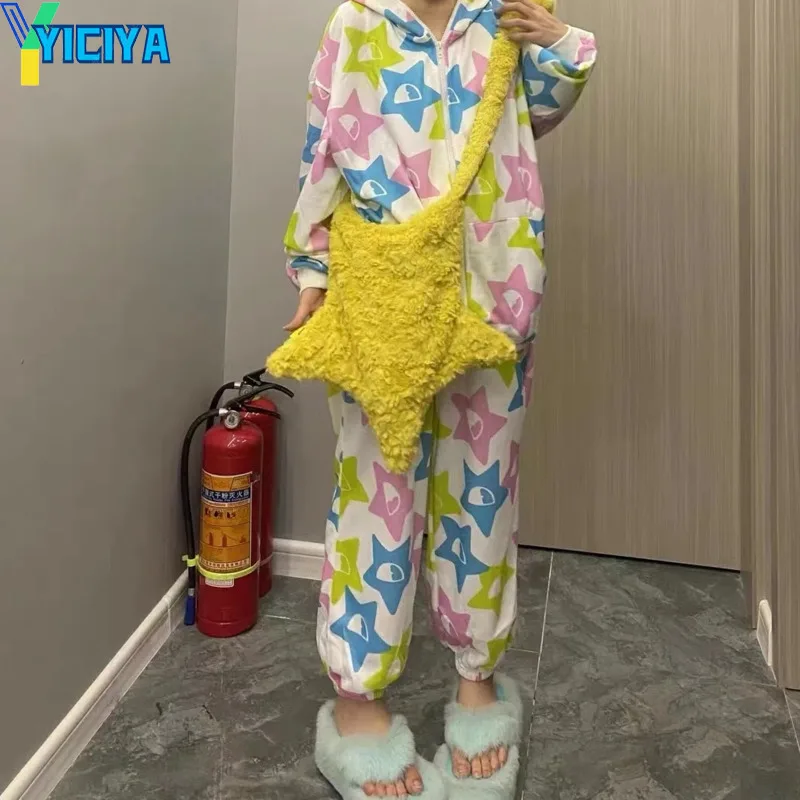 YICIYA 2 Piece Sets Womens Outfits Y2k Women's Tracksuit Star Pattern Sweatshirt With Zipper And Pants Two Piece Suit Oversize
YICIYA 2 Piece Sets Womens Outfits Y2k Women's Tracksuit Star Pattern Sweatshirt With Zipper And Pants Two Piece Suit Oversize
