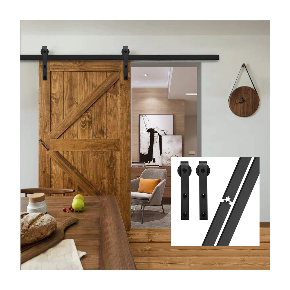 LWZH 4-9.6FT Sliding Barn Wooden Door Hardware Kit Rustic Black Steel Top Mounted Track Roller System for Single Door
LWZH 4-9.6FT Sliding Barn Wooden Door Hardware Kit Rustic Black Steel Top Mounted Track Roller System for Single Door