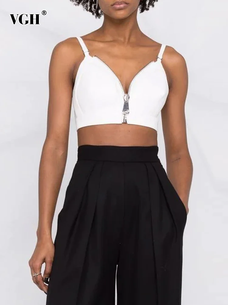 VGH Sexy Plain Tank Tops For Women Sleeveless Patchwork Zippers Slim Casual Short Solid Camis Female 2022 Summer Fashion Clothes
VGH Sexy Plain Tank Tops For Women Sleeveless Patchwork Zippers Slim Casual Short Solid Camis Female 2022 Summer Fashion Clothes