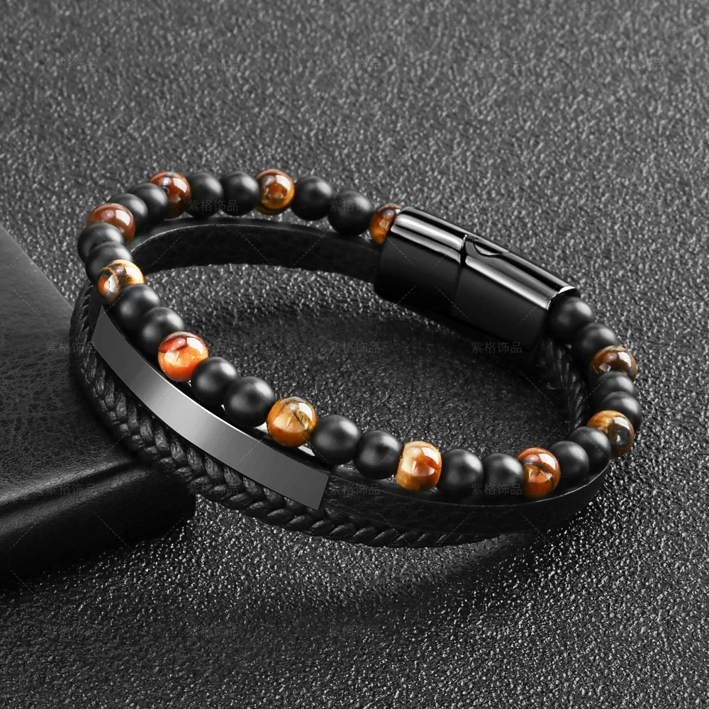 Temperament Tiger Eye Natural Stone Beads Bracelet Leather Rope Braided Genuine Multi-Layer Men's Cowhide Black Jewelry Gift
Temperament Tiger Eye Natural Stone Beads Bracelet Leather Rope Braided Genuine Multi-Layer Men's Cowhide Black Jewelry Gift
