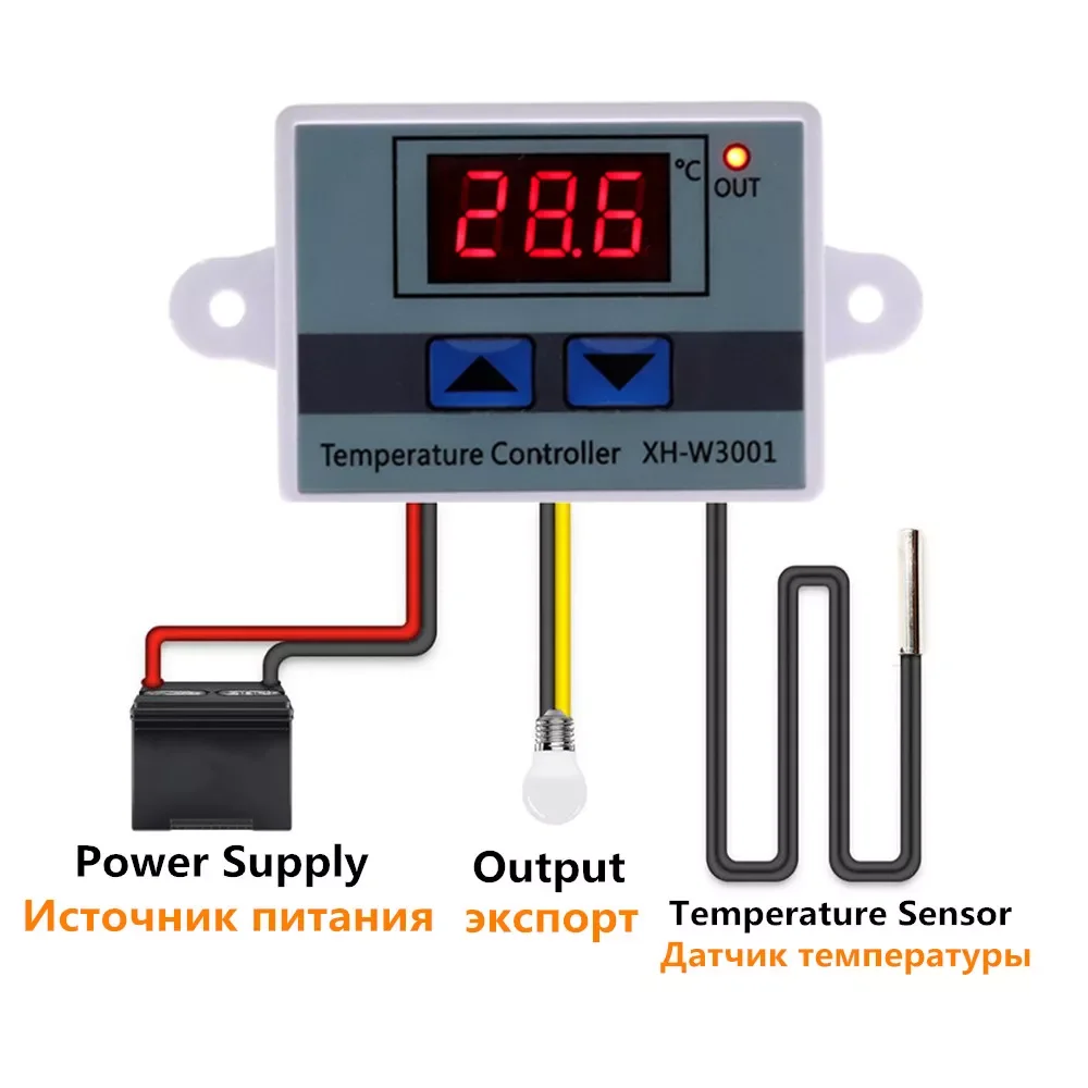 10A 12V 24V 220V AC Digital LED Temperature Controller XH-W3001 For Incubator Cooling Heating Switch Thermostat NTC Sensor
10A 12V 24V 220V AC Digital LED Temperature Controller XH-W3001 For Incubator Cooling Heating Switch Thermostat NTC Sensor