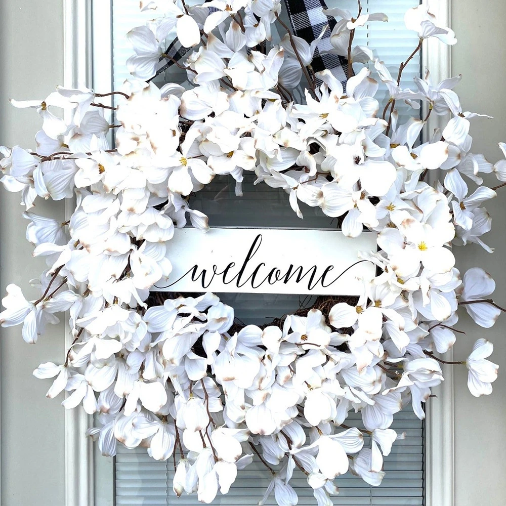 White Dogwood Fresh Garland Wreaths Spring Simulation Wreath For Front Door Decoration Home Party Hanging Flower Craft
White Dogwood Fresh Garland Wreaths Spring Simulation Wreath For Front Door Decoration Home Party Hanging Flower Craft
