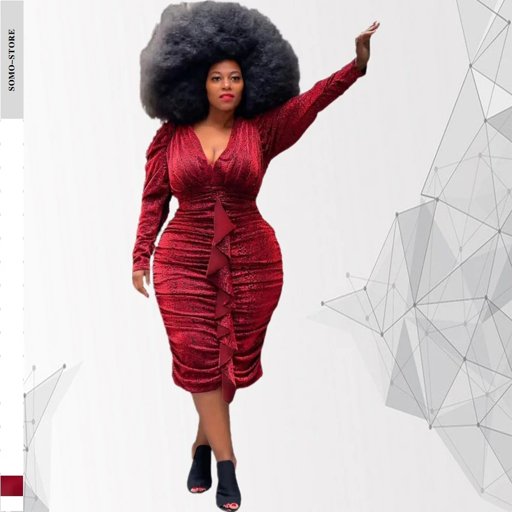 Winter Plus Size Women's Dress 3xl Fashion V Collar Loose Velvet Solid Color Ruffled Elegant Sexy Dresses Wholesale Dropshipping
Winter Plus Size Women's Dress 3xl Fashion V Collar Loose Velvet Solid Color Ruffled Elegant Sexy Dresses Wholesale Dropshipping