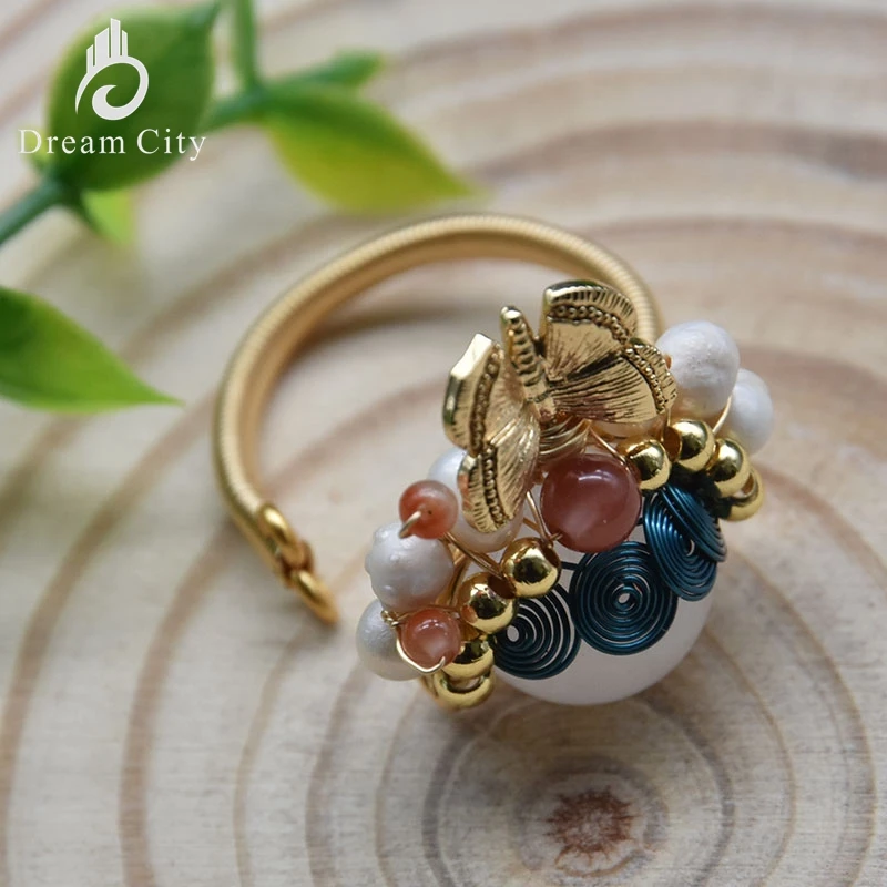 Dream City Handmade Pure Natural Freshwater Pearl White Jade Gemstone Ring Original Women Fashion Fine Wedding Party Gift MR005
Dream City Handmade Pure Natural Freshwater Pearl White Jade Gemstone Ring Original Women Fashion Fine Wedding Party Gift MR005