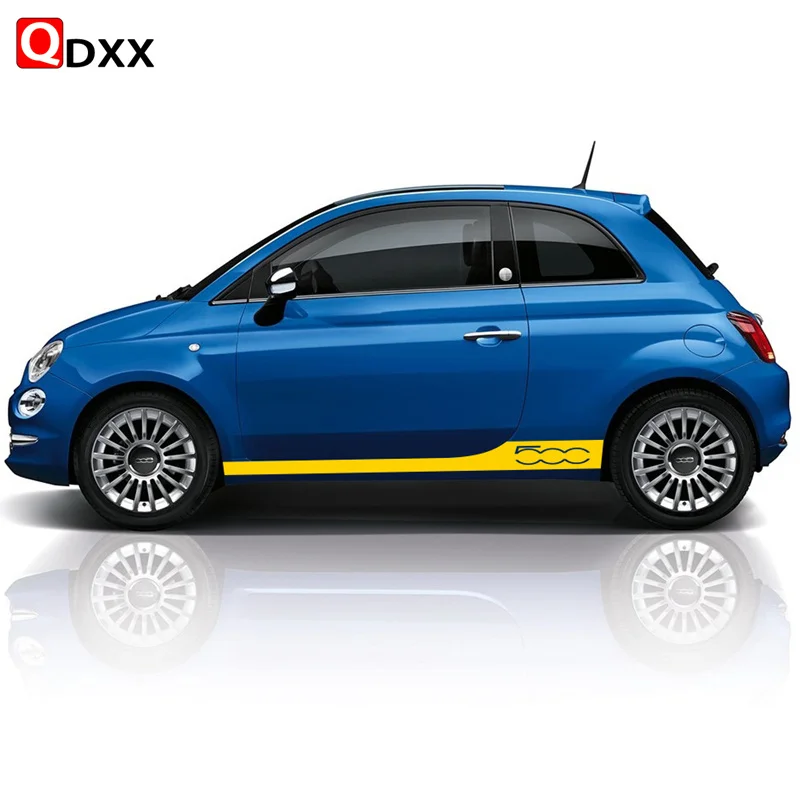 

For Fiat 500 Abarth 595 695 500C 500e Exterior Car Door Side Stripes Skirt Stickers Auto Body Vinyl Kit Decal Accessories 2pcs
