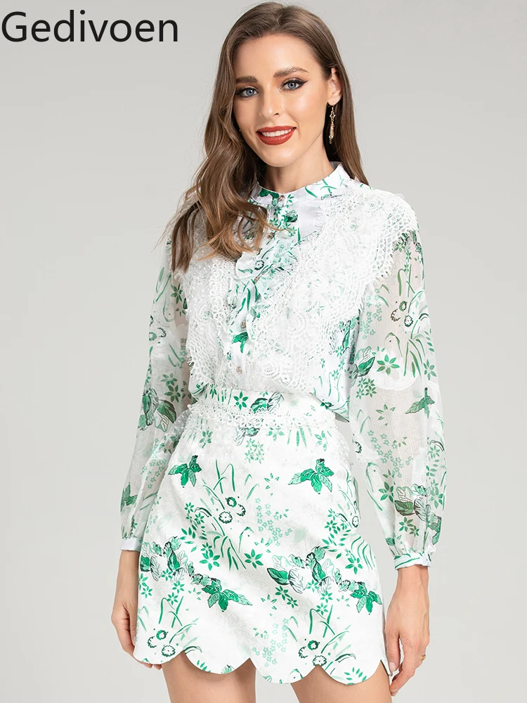Gedivoen Fashion Designer Spring Holiday Floral Skirts Suit Women Lantern sleeve Single-breasted Lace Blouse+Skirt 2 Pieces Set
Gedivoen Fashion Designer Spring Holiday Floral Skirts Suit Women Lantern sleeve Single-breasted Lace Blouse+Skirt 2 Pieces Set