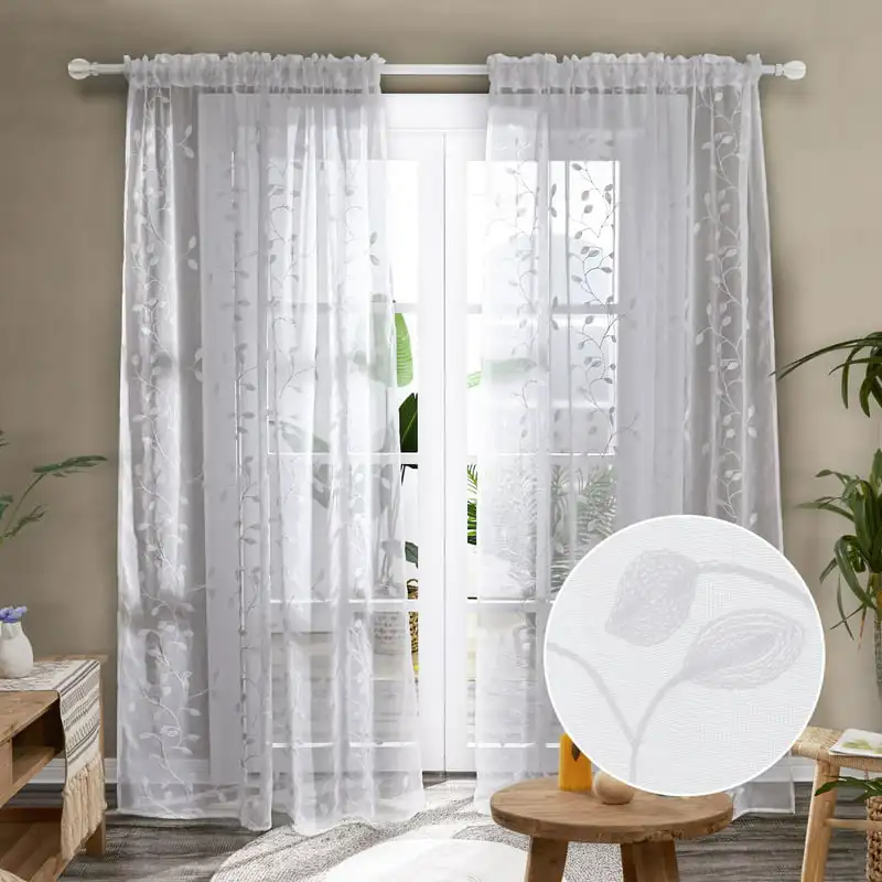 

Sheer Curtains 84 inches Long, Living Room - 2 Panels, Each 52x84 in, White