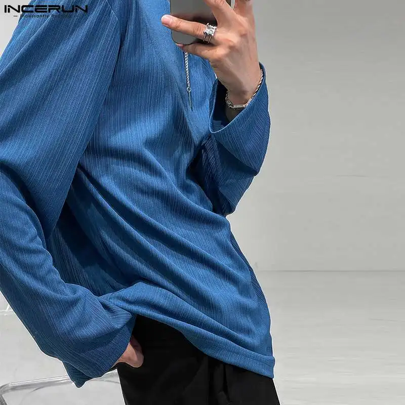 Stylish Well Fitting Tops INCERUN Handsome Men's Solid Texture T-shirts Casual Hot Sale Comfortable Long-sleeved Camiseta S-5XL 
Stylish Well Fitting Tops INCERUN Handsome Men's Solid Texture T-shirts Casual Hot Sale Comfortable Long-sleeved Camiseta S-5XL