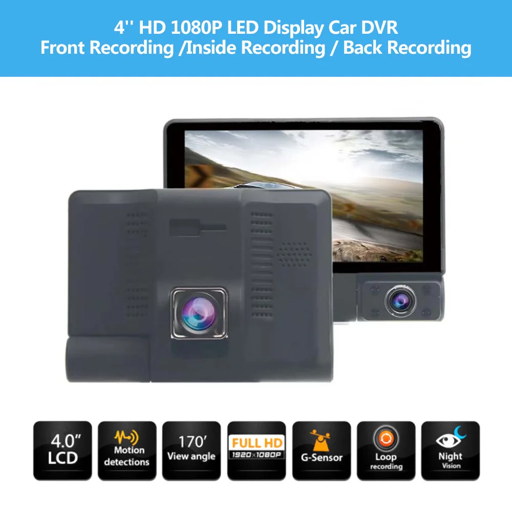 Car DVR Dash Cam Front+Inside+Rear Cameras Vehicle Video Recorder Rear View Parking Monitor Night Vision G-sensor Auto Blackbox
Car DVR Dash Cam Front+Inside+Rear Cameras Vehicle Video Recorder Rear View Parking Monitor Night Vision G-sensor Auto Blackbox