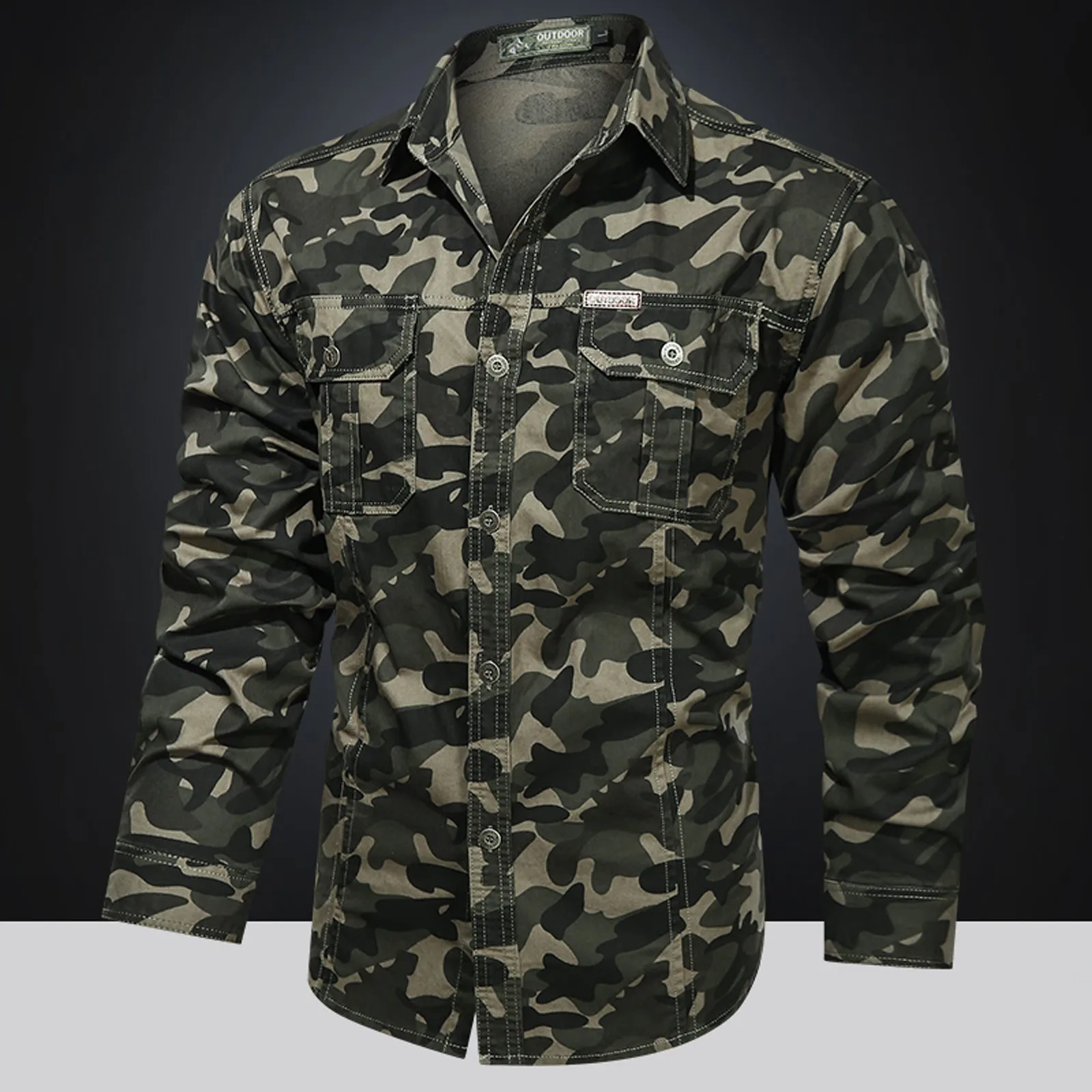 Men Shirt Autumn Winter Double Pocket Single Breasted Long Sleeve Camouflage Print Washed Outdoor Button Up Shirt Vintage 4
Men Shirt Autumn Winter Double Pocket Single Breasted Long Sleeve Camouflage Print Washed Outdoor Button Up Shirt Vintage 4