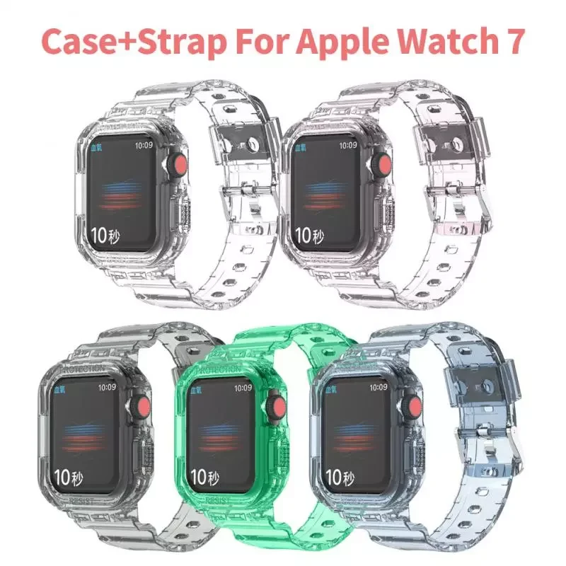 Sport Clear Band + Case For Apple Watch 7 6 SE 5 4 3 2 1 Transparent Silicone Strap For Iwatch Strap 41MM 45MM Sports Watchband
Sport Clear Band + Case For Apple Watch 7 6 SE 5 4 3 2 1 Transparent Silicone Strap For Iwatch Strap 41MM 45MM Sports Watchband