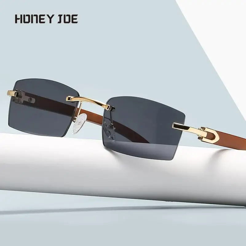 Vintage Rimless Sunglasses Men Women Square Brand Designer Wooden Leg Ocean Color Sun Glasses Outdoor Eyewear Party Holiday
Vintage Rimless Sunglasses Men Women Square Brand Designer Wooden Leg Ocean Color Sun Glasses Outdoor Eyewear Party Holiday
