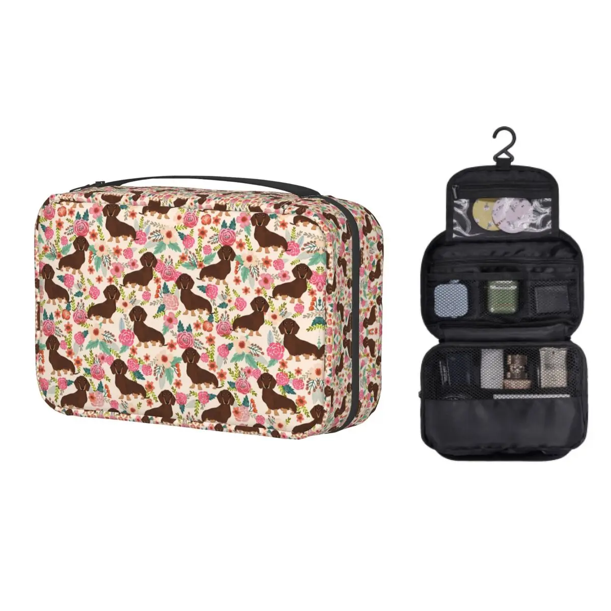 Dachshund Florals Toiletry Bag for Women Chocolate And Tan Doxie Dog Makeup Cosmetic Organizer Lady Beauty Storage Dopp Kit Box
Dachshund Florals Toiletry Bag for Women Chocolate And Tan Doxie Dog Makeup Cosmetic Organizer Lady Beauty Storage Dopp Kit Box